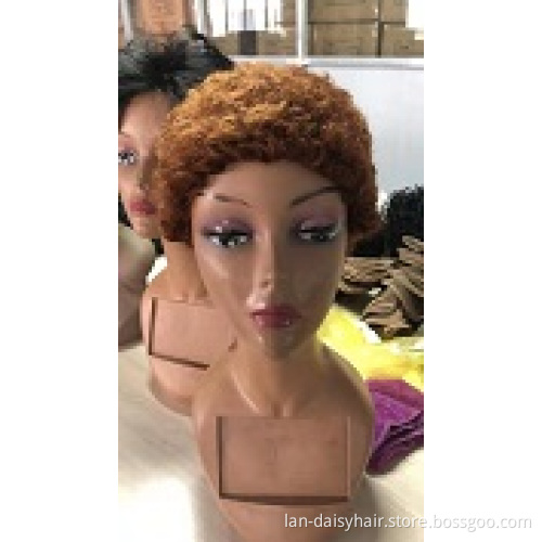Cheap Short Pixie Cut Most Popular Hair Texture Afro Curly Machine made None Lace Human Hair Wigs